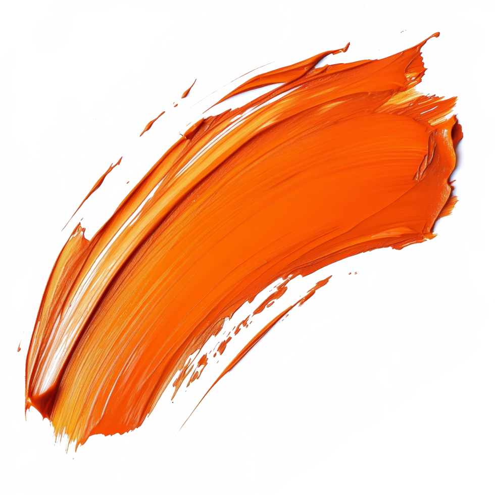 Vivid orange salmon paint strokes create dynamic art against a clean transparent background, Orange Salmon Paint Strokes on transparent background png