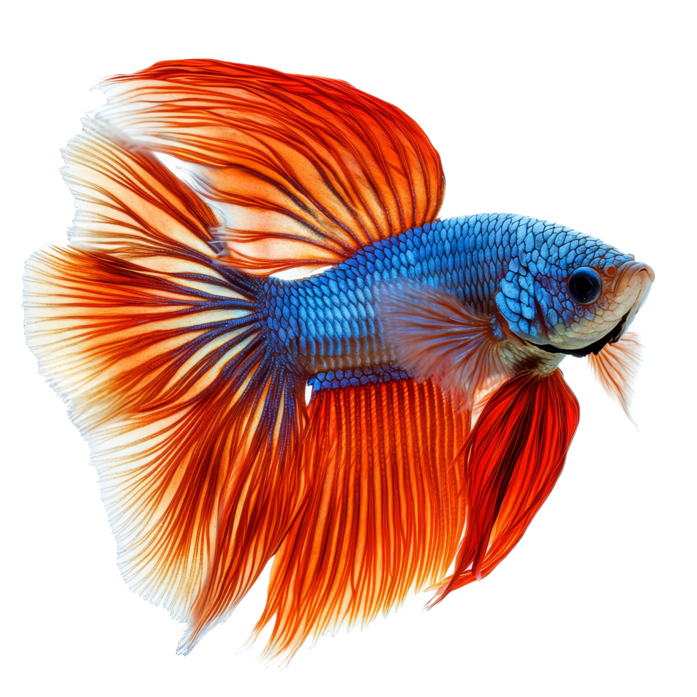 Colorful betta fish splendens showcased against a pristine transparent background, betta fish splendens isolated on transparent background png