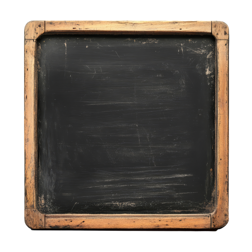 Simple black chalkboard in a wooden frame isolated on transparent background for educational purposes, Black chalkboard isolated on transparent background png
