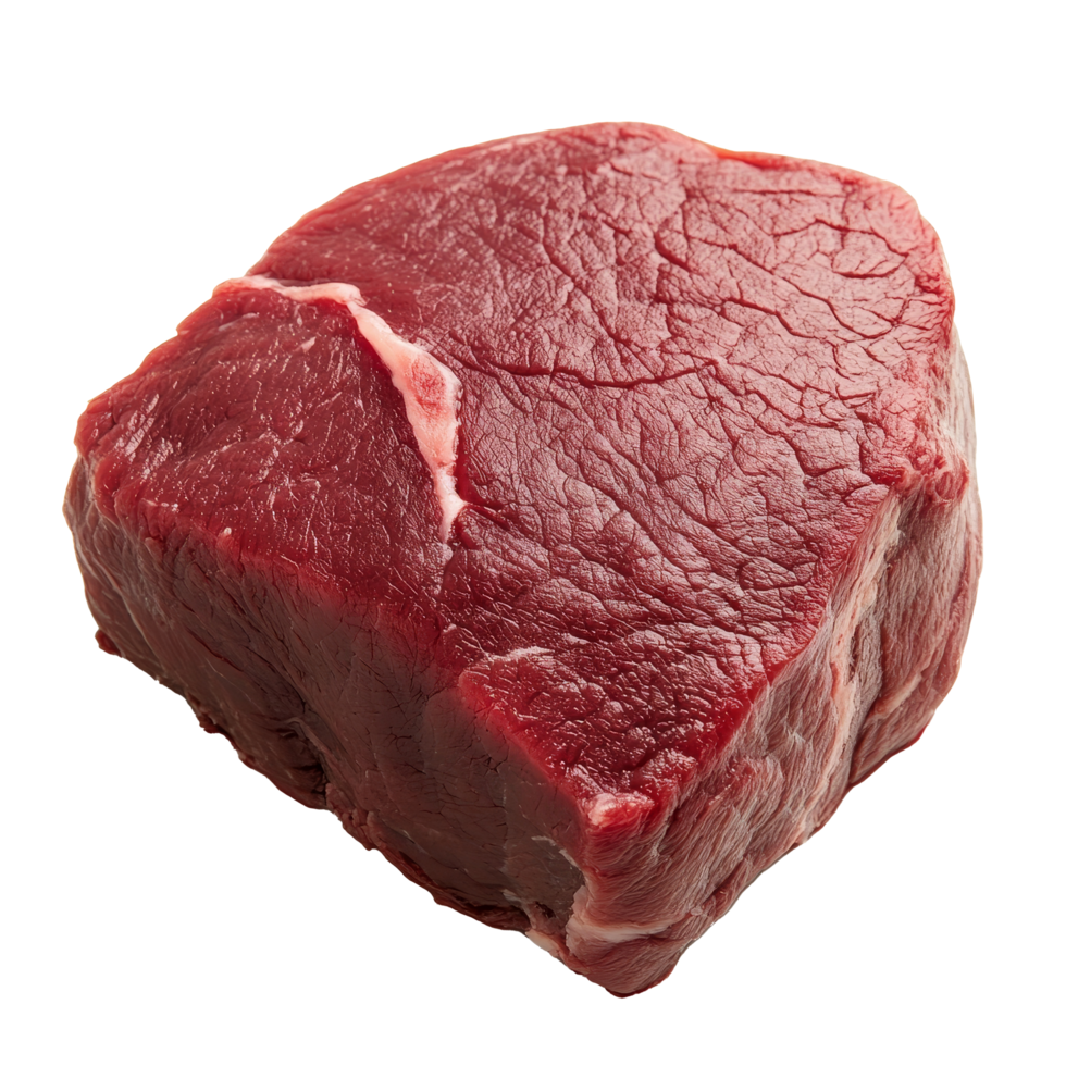 Fresh uncooked beef fillet rump meat isolated on a transparent background for culinary preparation and presentation ideas, Isolated raw uncooked beef fillet rump meat png