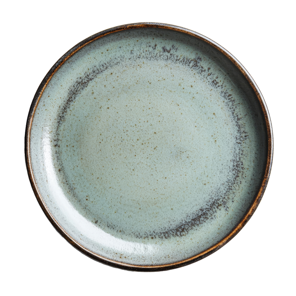 Elegant ceramic round plate in soft color isolated on a clean transparent background for stylish dining decor, ceramic round plate isolated on transparent background png