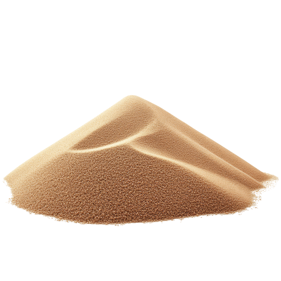 A close-up of a pile of fine desert sand dunes on a transparent background, showcasing natural texture and color, pile desert sand dune isolated on transparent background png
