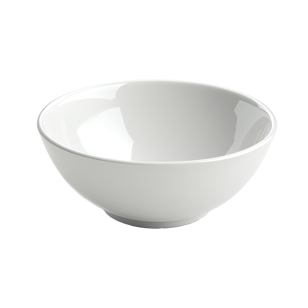 An empty transparent bowl placed on a clean, bright background highlights minimalistic kitchen decor, empty bowl on transparent backgroundfile png