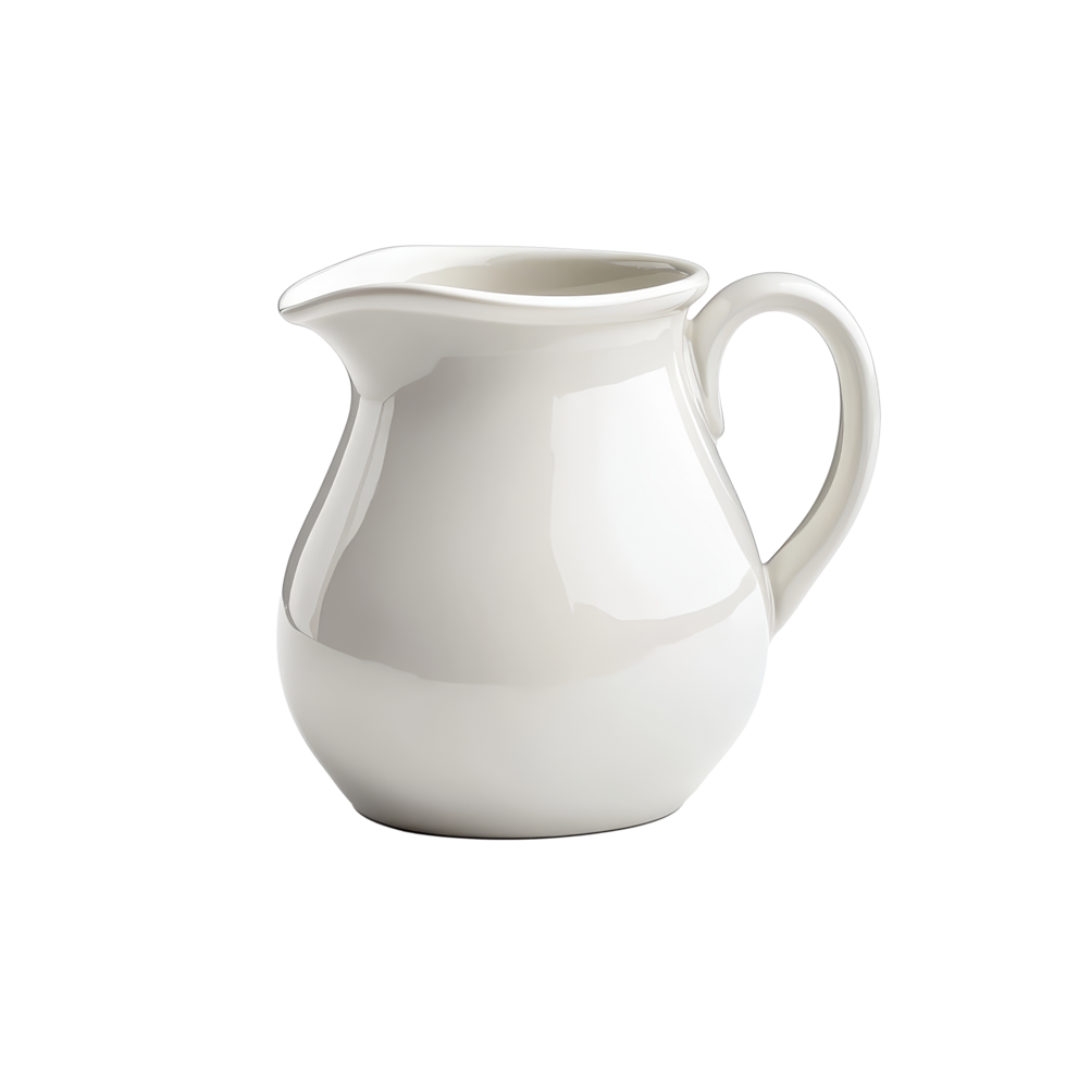 Elegant transparent milk jug on a plain transparent background perfect for kitchen or dining decor ideas, Milk or cream jug isolated on transparent background png