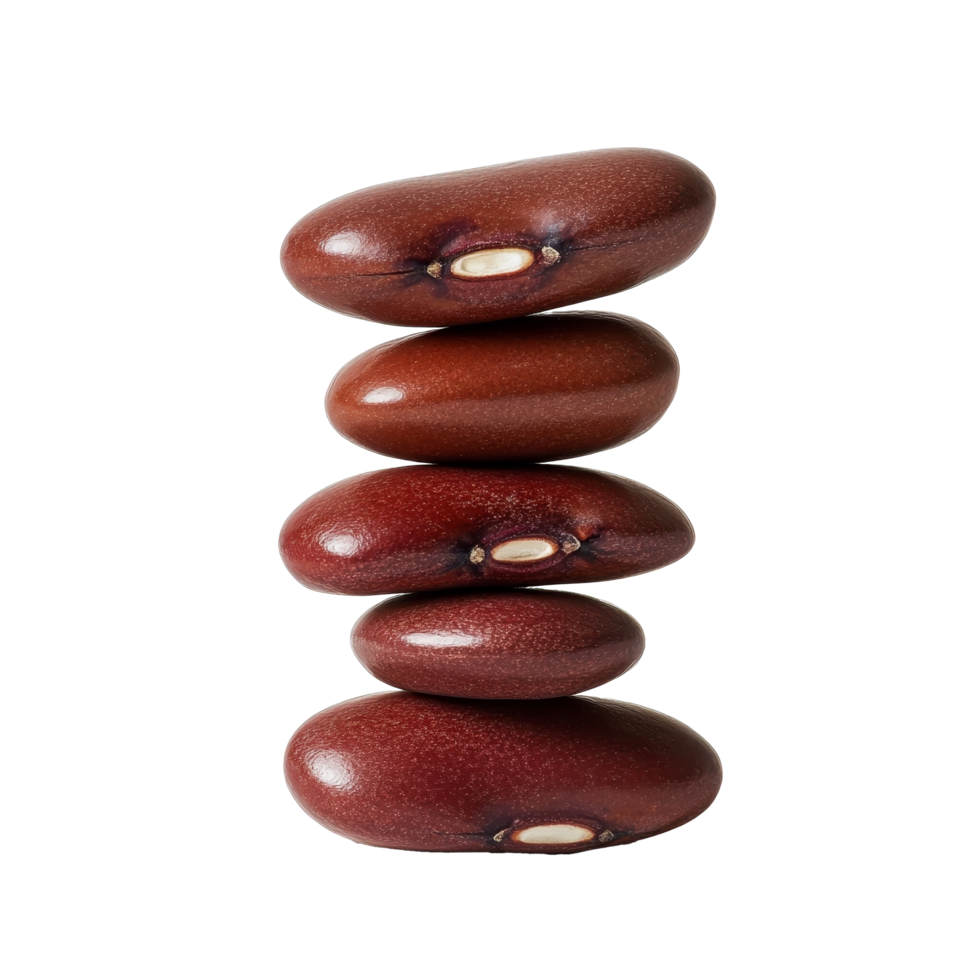 Stacked adzuki beans displaying rich color and smooth texture on a plain background, Stacked adzuki beans isolated png