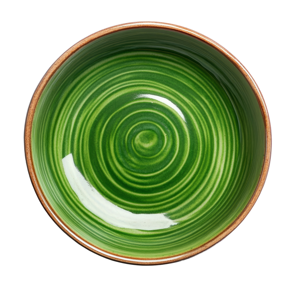 Ceramic green dish with textured pattern isolated on transparent background showcasing vibrant tones and craftsmanship for artistic appeal, ceramic green dish isolated on transparent background png