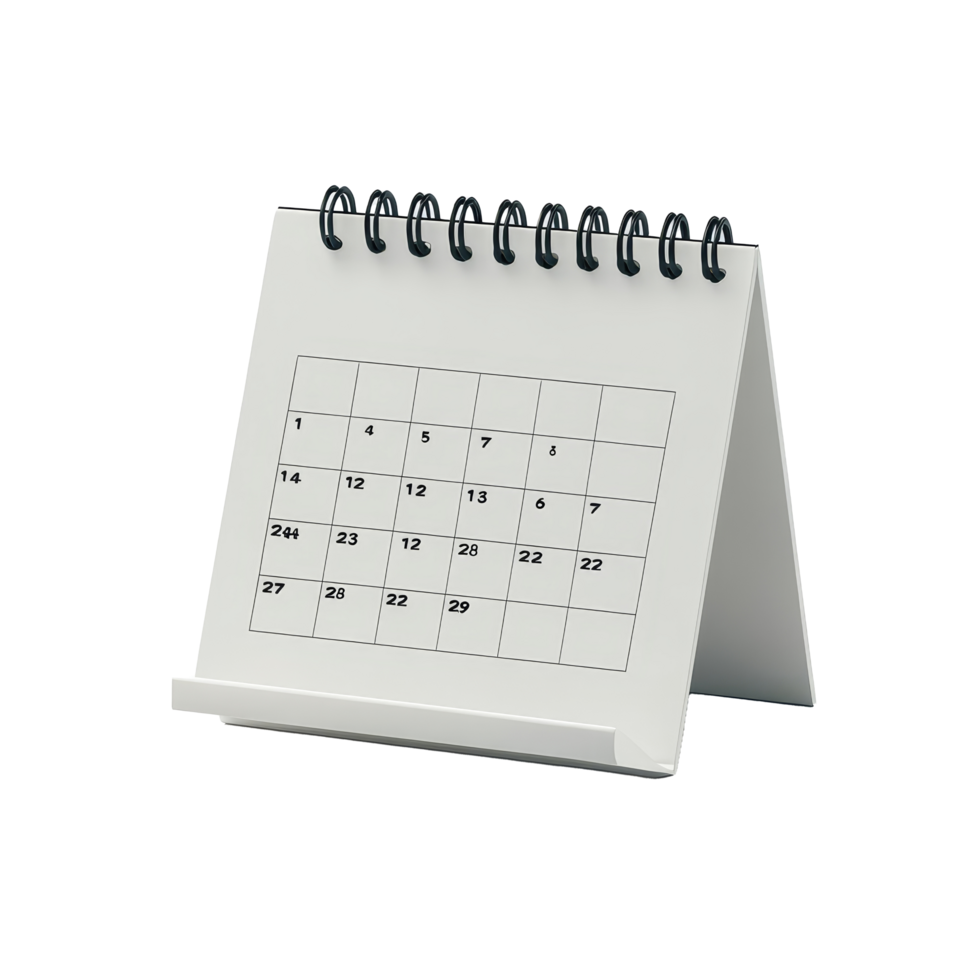April calendar displayed on a transparent surface for easy reference and planning in an organized workspace, table calendar 2024 april isolated on transparent background png