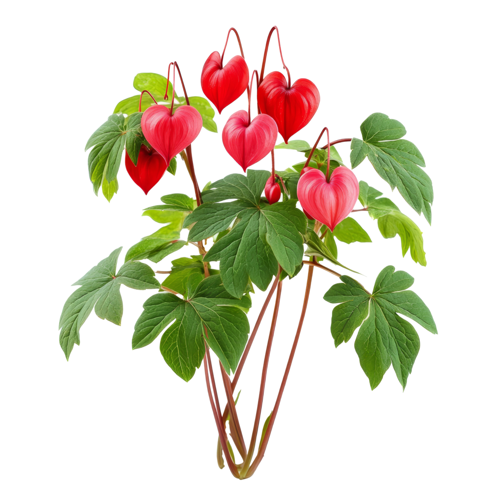 Beautiful bleeding heart vine plants with vibrant red flowers on a transparent background, Bleeding heart vine group plants isolated on a transparent background png