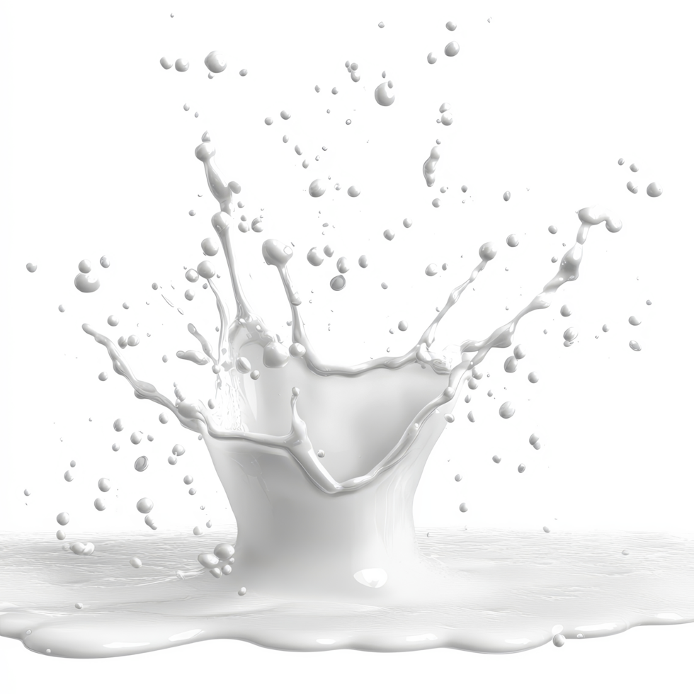 Dynamic splash of milk isolated on a transparent background showcasing the beauty of liquid motion and texture, Milk splash isolated Stock Illustration png