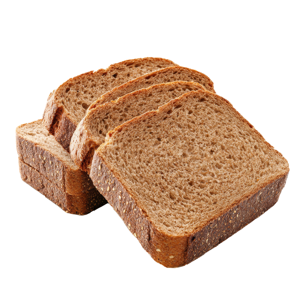 Sliced whole wheat bread isolated on a clean transparent background for healthy meal preparation, whole wheat bread isolated on transparent background png