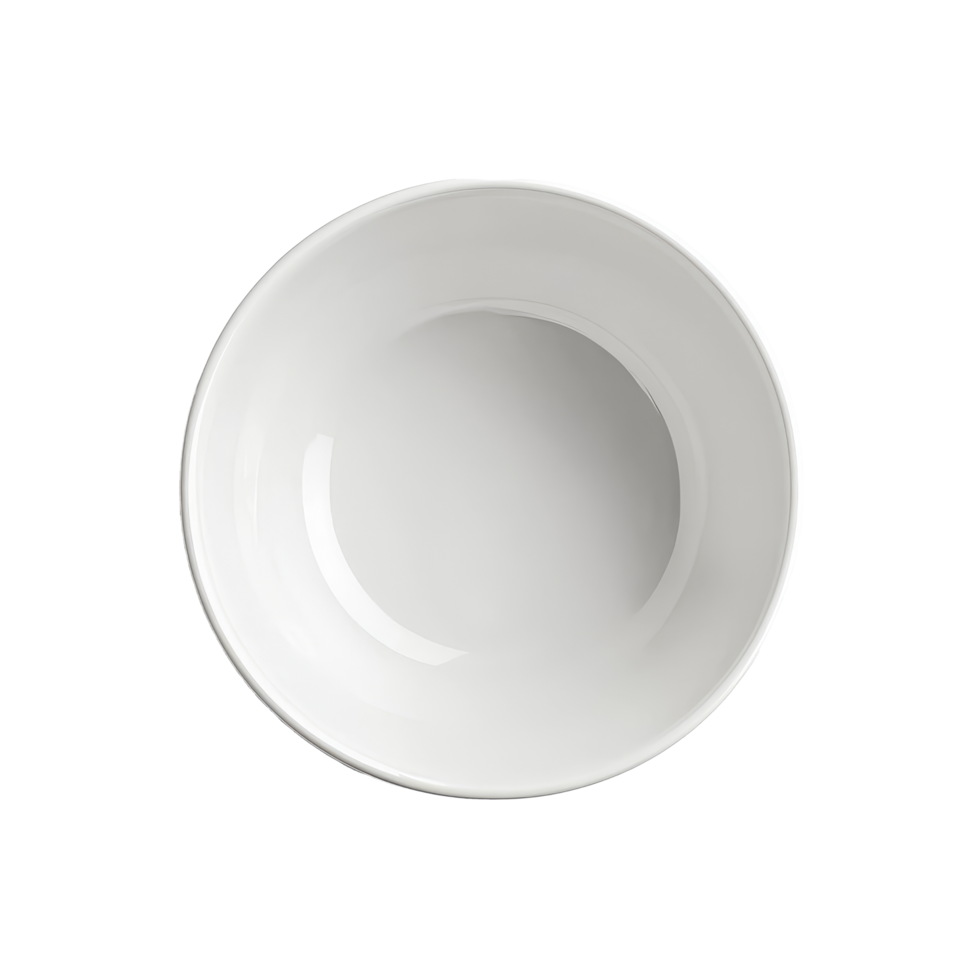 Top view of a simple and elegant transparent bowl on a clean transparent background highlighting its minimalist design, top view transparent bowl on transparent background png