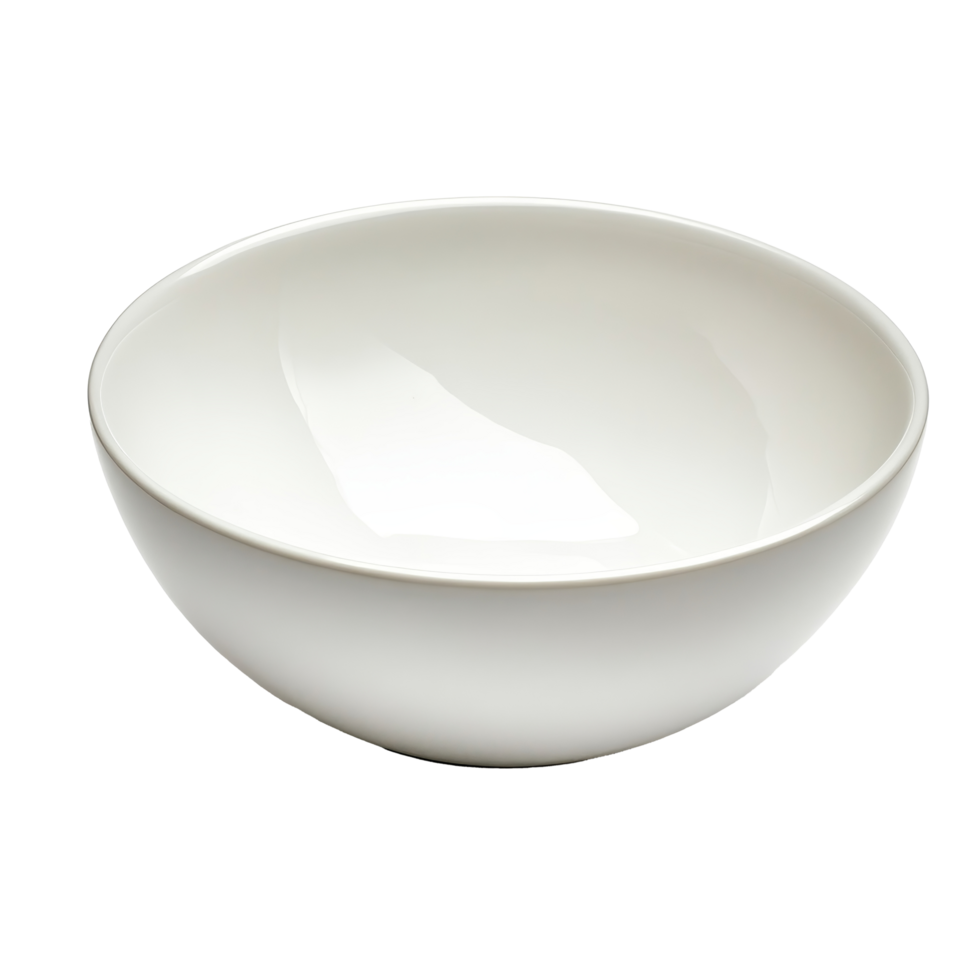An empty transparent ceramic bowl placed on a clean transparent background showcasing simplicity and minimalism in design, Empty bowl on a transparent background png