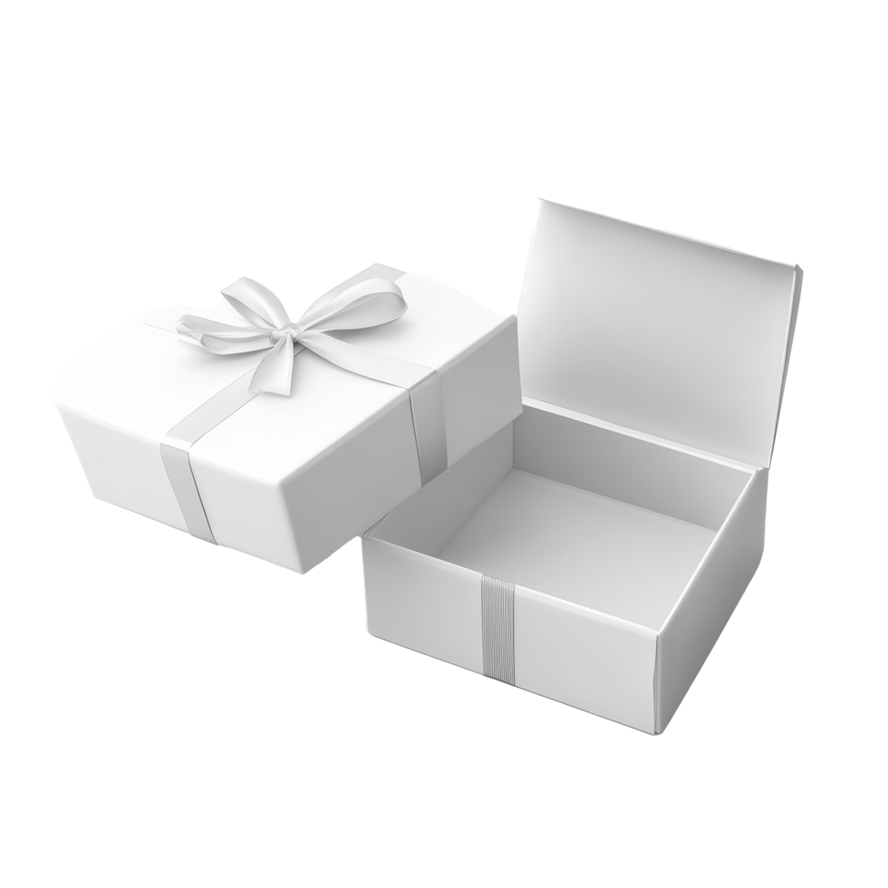 A beautifully wrapped transparent gift box with a bow sits open, ready for a special surprise during a celebration, transparent open gift box png