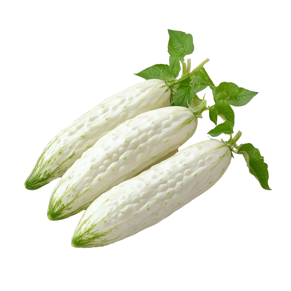 Fresh transparent bitter cucumber on a clean transparent background, showcasing its unique texture and look, transparent bitter cucumber on transparent background png