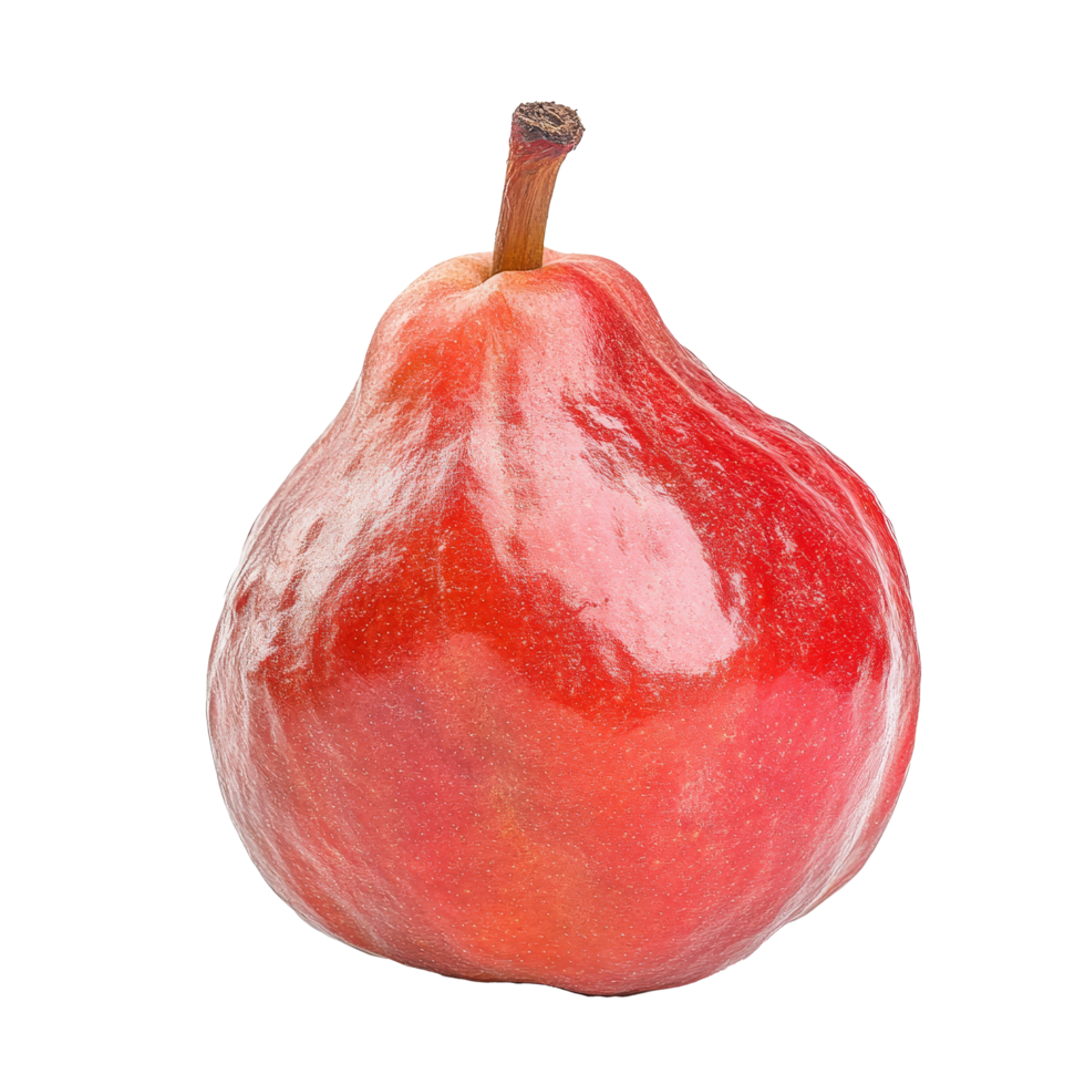 Half of a ripe rose apple displayed on a clean transparent background, showcasing its vibrant color and smooth texture, hlaf rose apple isolated on transparent background png