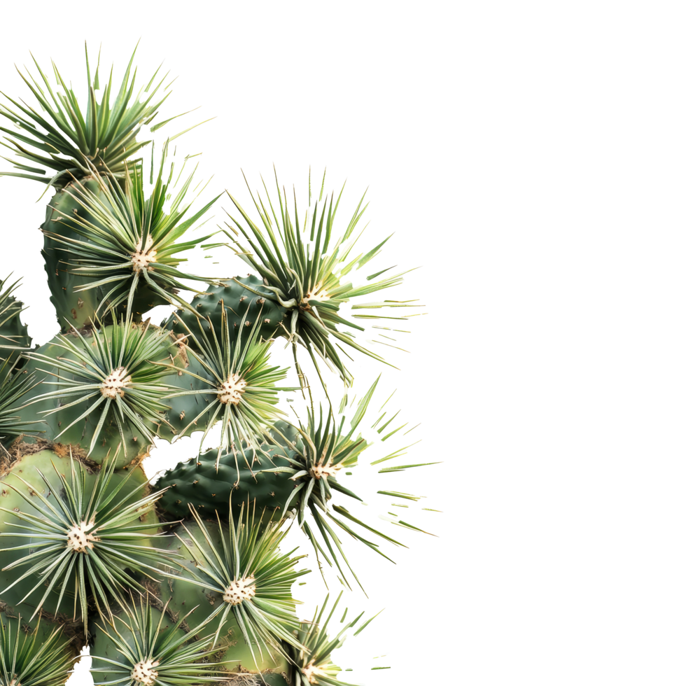 Clump of cactus palm tree leaves isolated on a bright transparent background for natural decor or botanical purposes, clump cactus palm tree leaf on transparent backgroundfile png