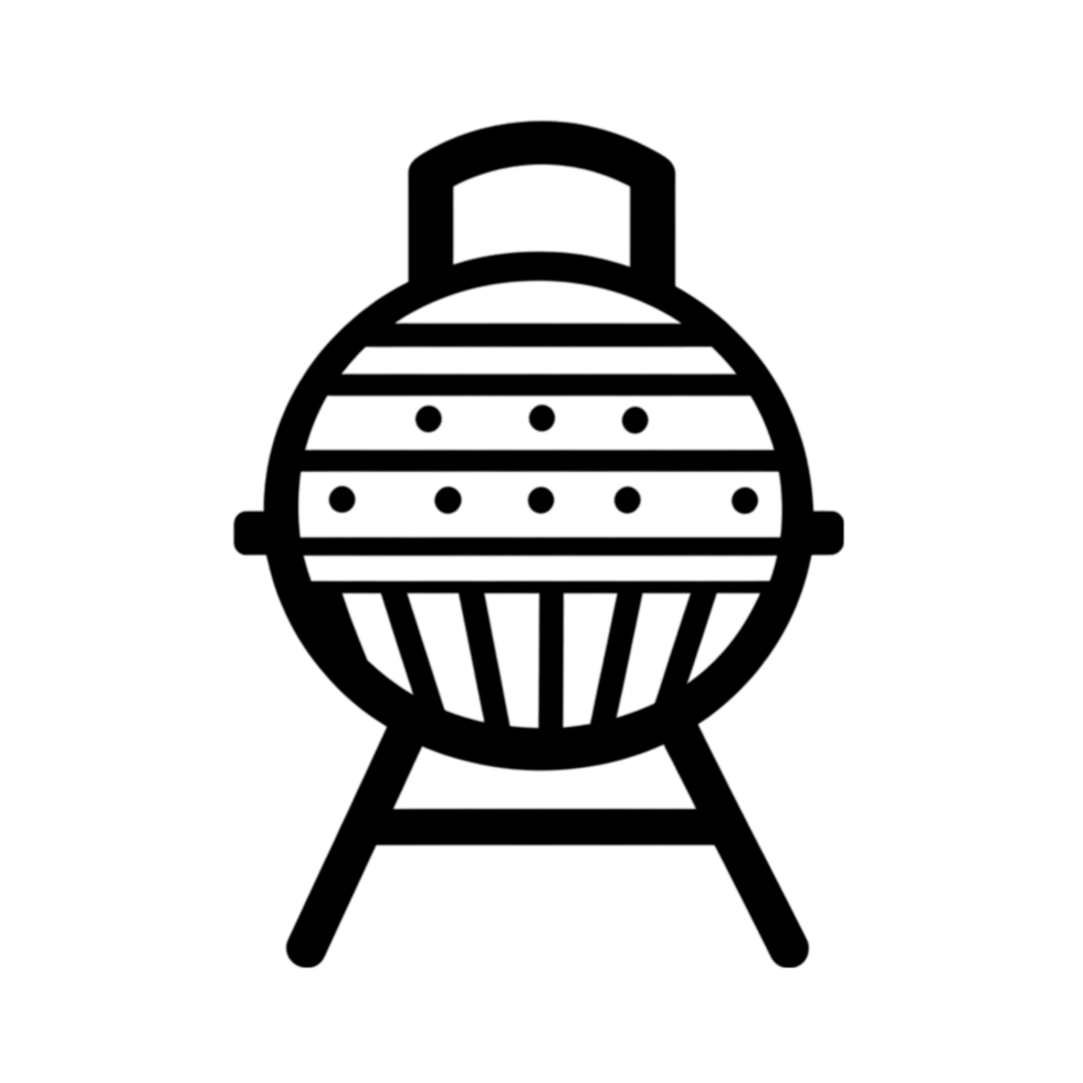 BBQ grill icon in black and white on a transparent background png