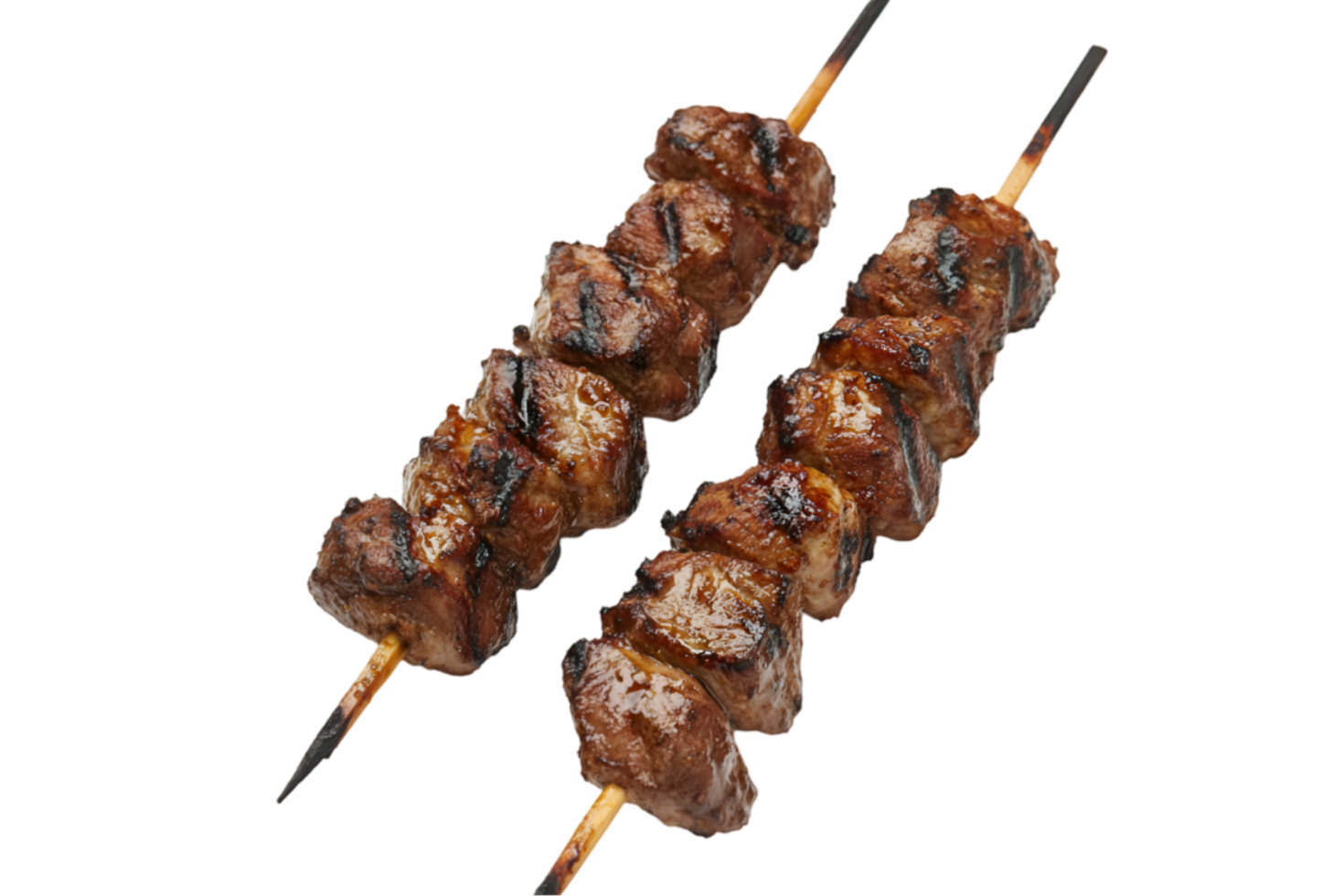 Grilled meat skewers on a transparent background png