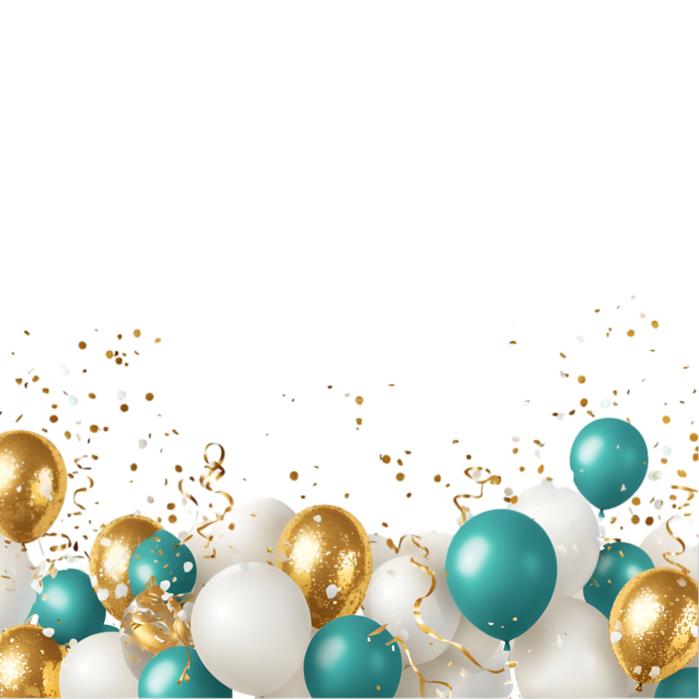 Elegant balloon garland with confetti isolated on a transparent background png