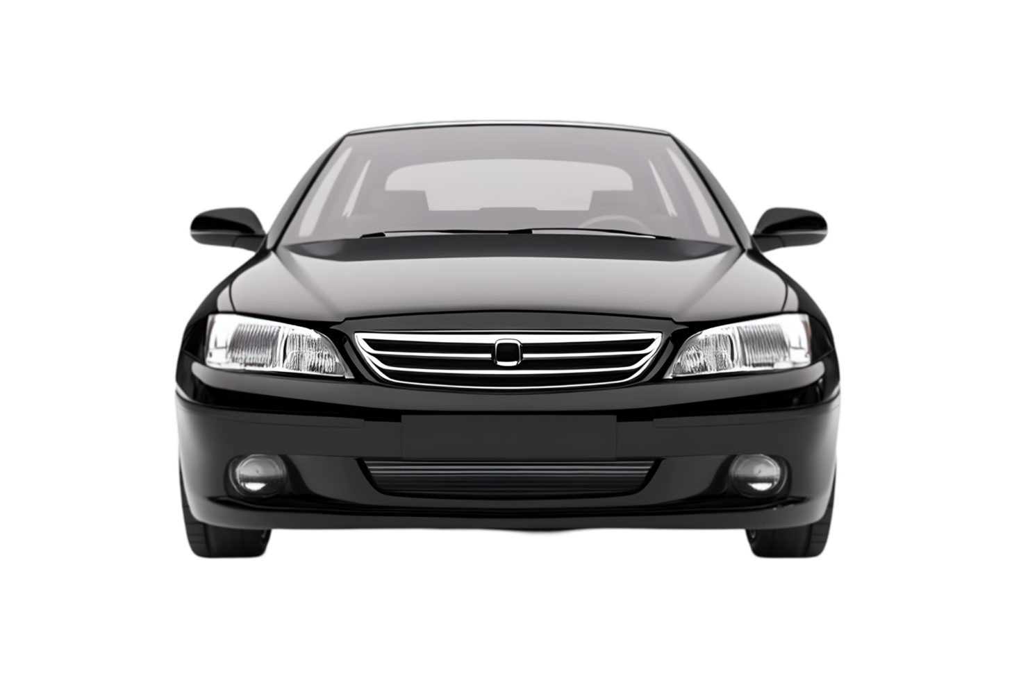 Black luxury sedan car isolated on a transparent background png
