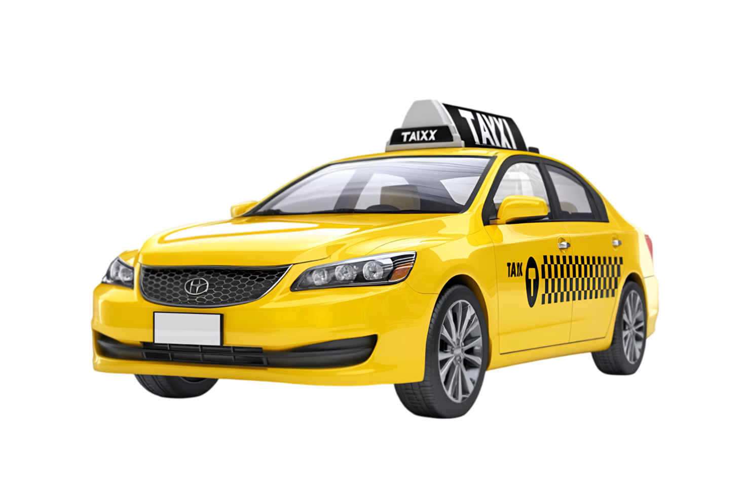 Yellow taxi cab car isolated on a transparent background png