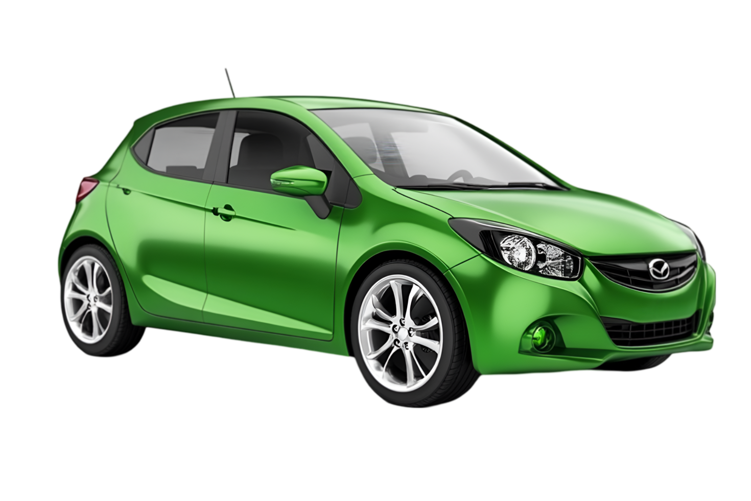 Green compact hatchback car isolated on a transparent background png
