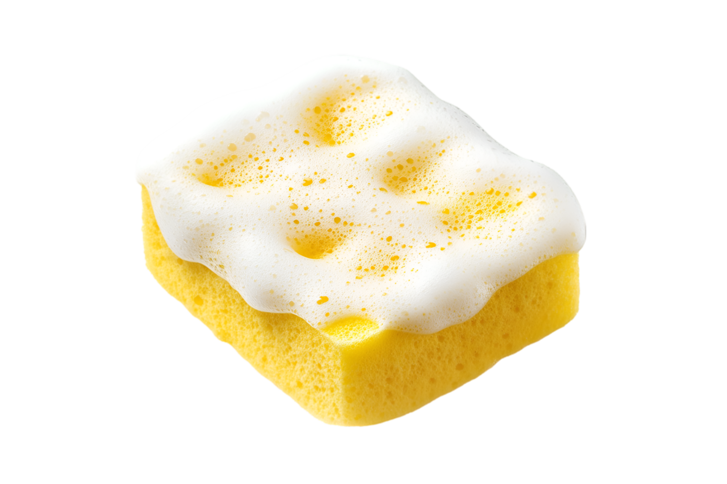 Kitchen sponge with suds on a transparent background png
