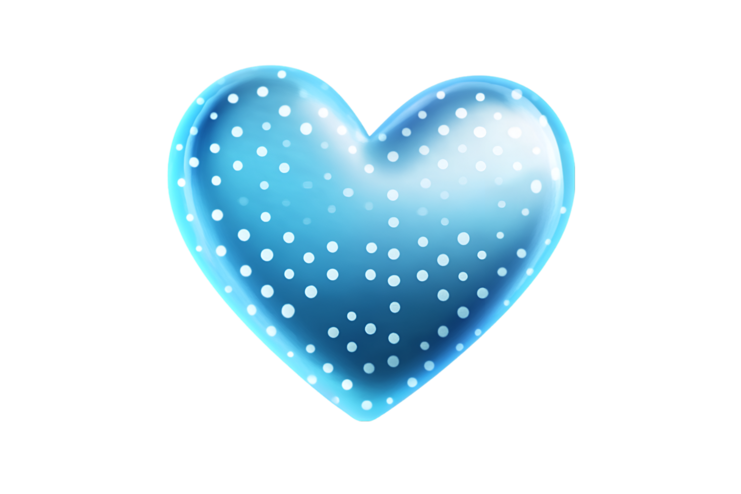A blue heart shaped object with white dots png