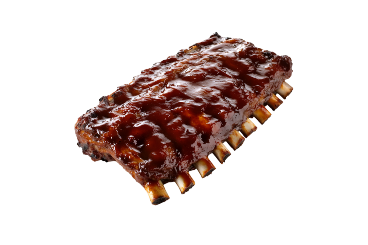 Barbecue pork ribs with sauce on a transparent background png