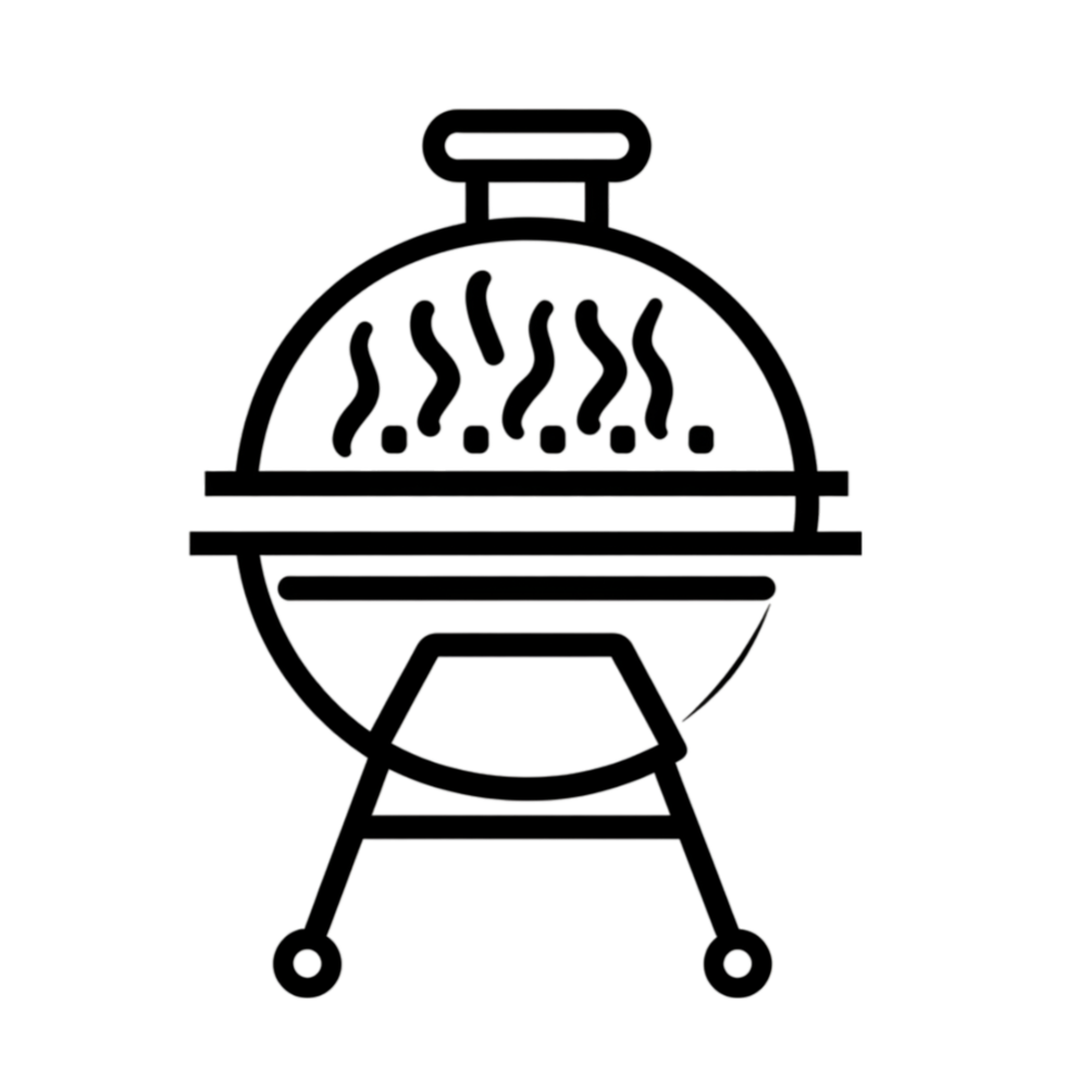 BBQ grill icon in black and white on a transparent background png