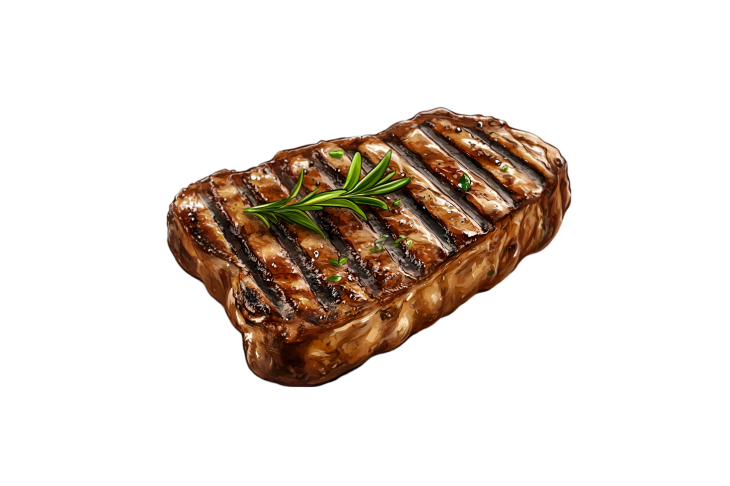 Perfectly grilled steak with crosshatch grill marks on a transparent background png