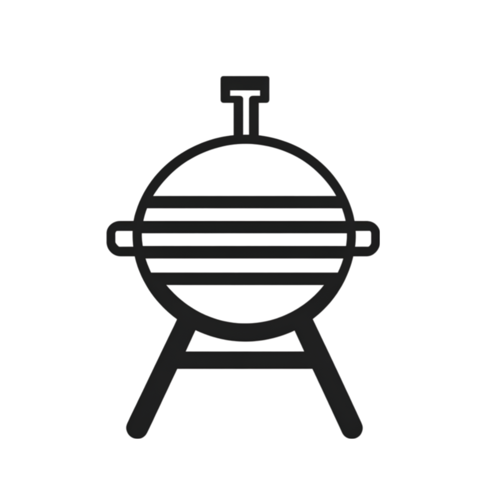 BBQ grill icon in black and white on a transparent background png