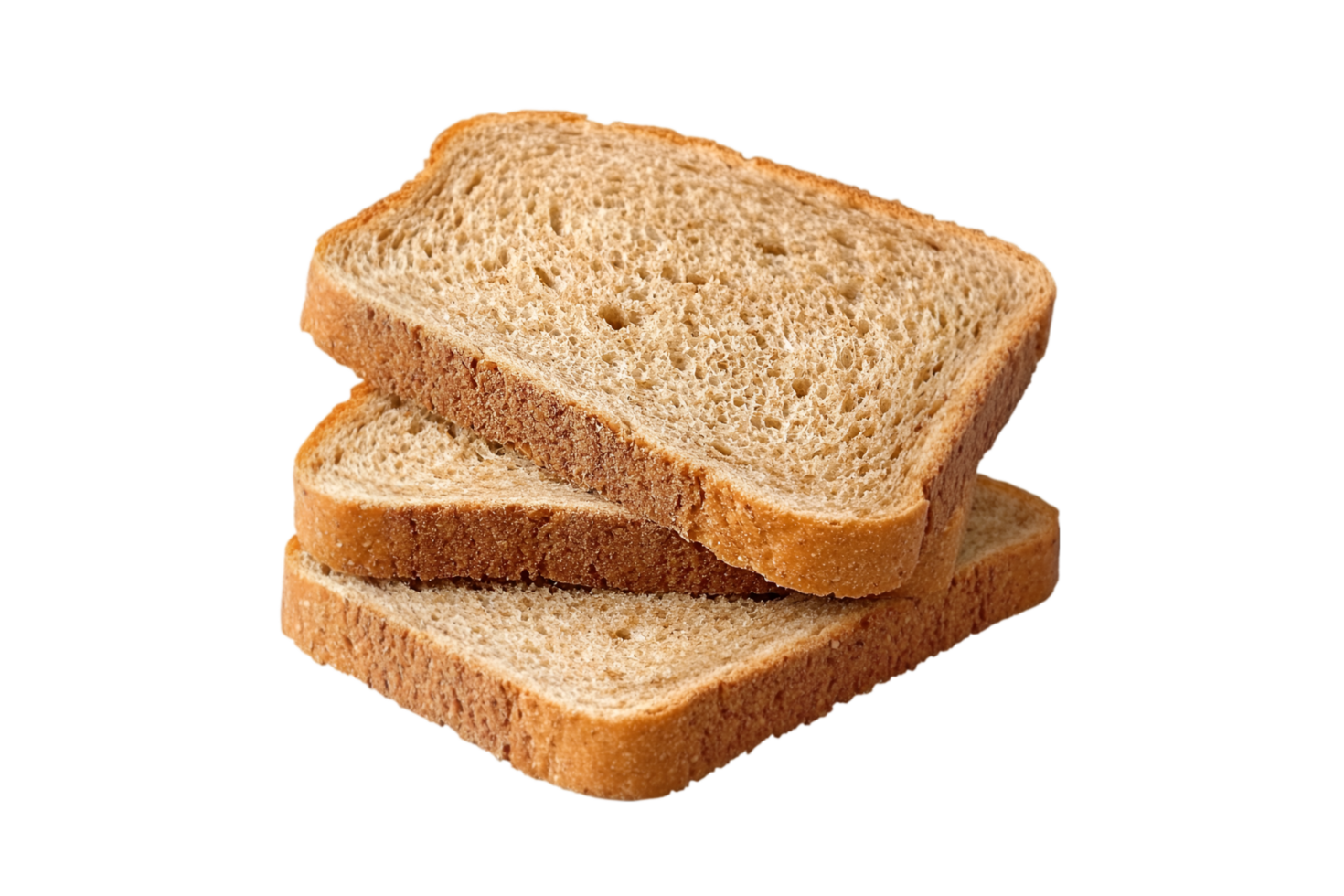 Stack of brown bread slices isolated on transparent background png