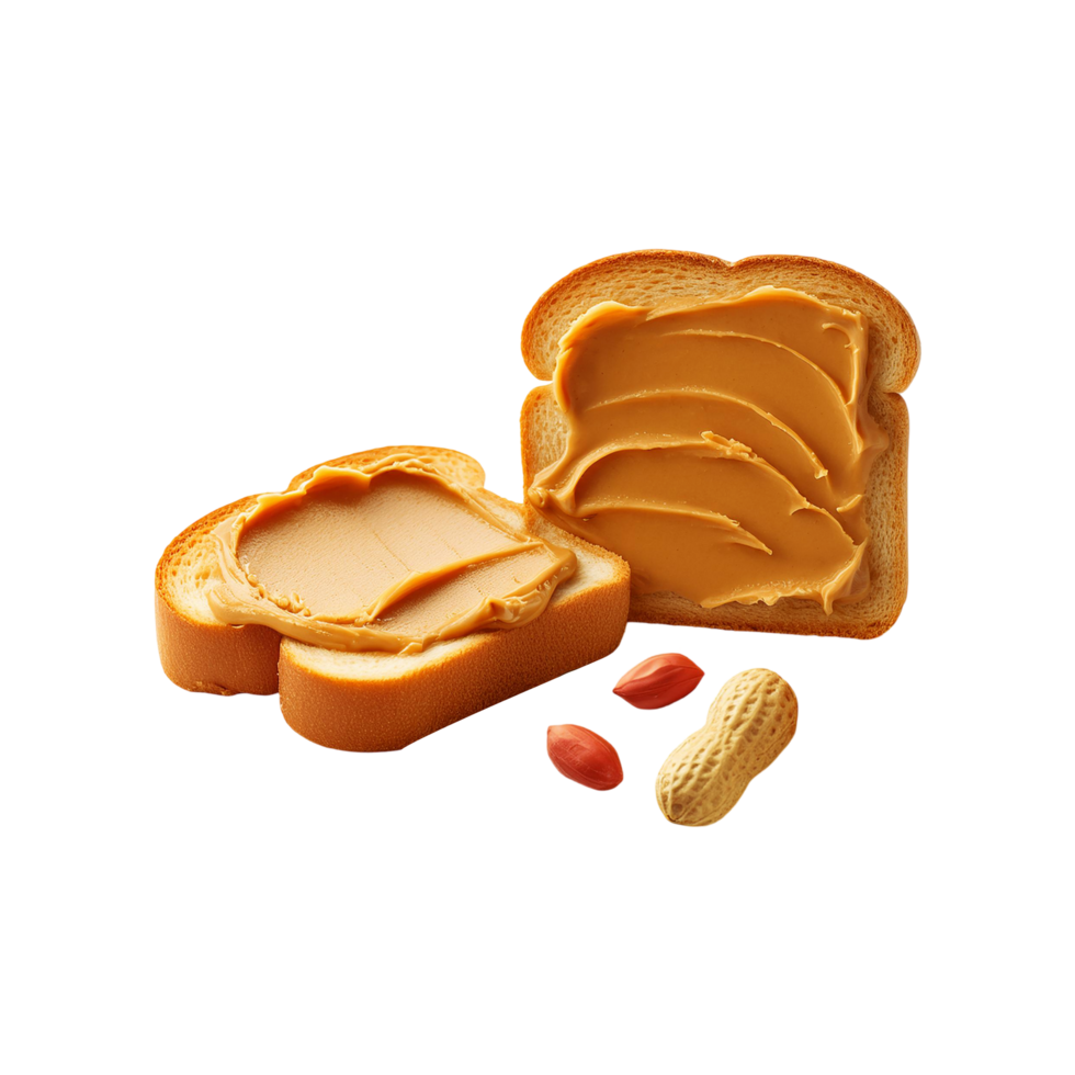 Sliced bread with peanut butter on transparent background png