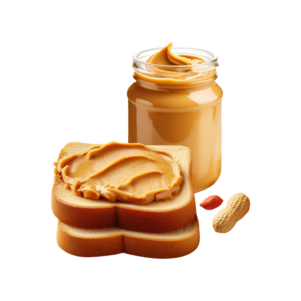 Peanut Butter with sliced bread on transparent background png