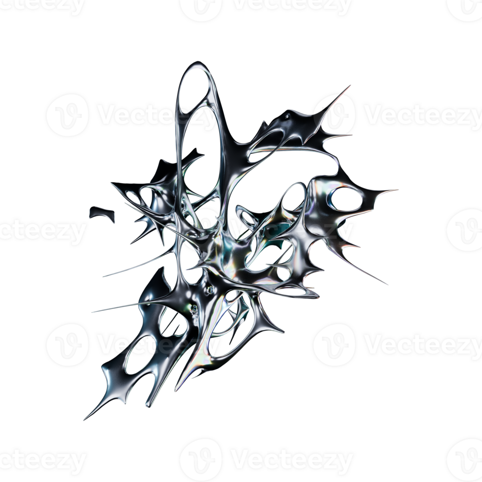 3D rendered futuristic chrome type with iridescent metallics png