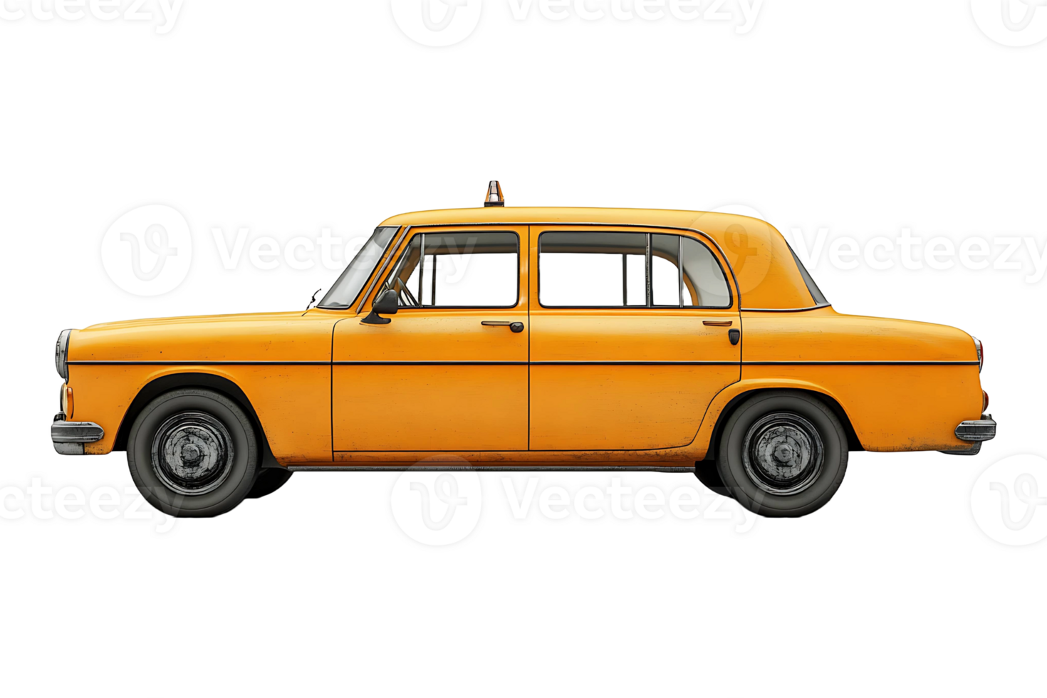 Yellow taxi isolated on transparent background. png
