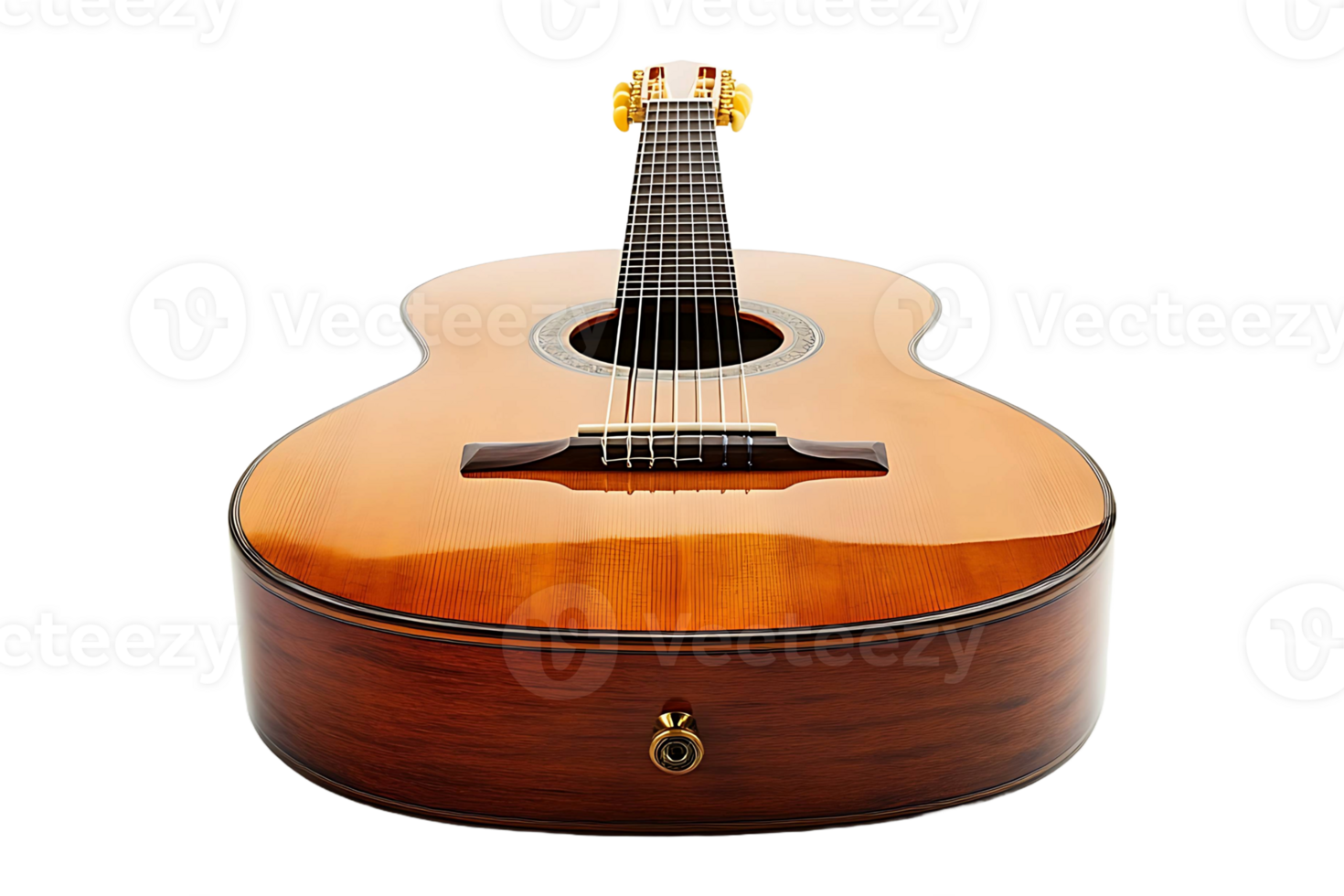 Traditional acoustic guitar isolated on transparent background. png