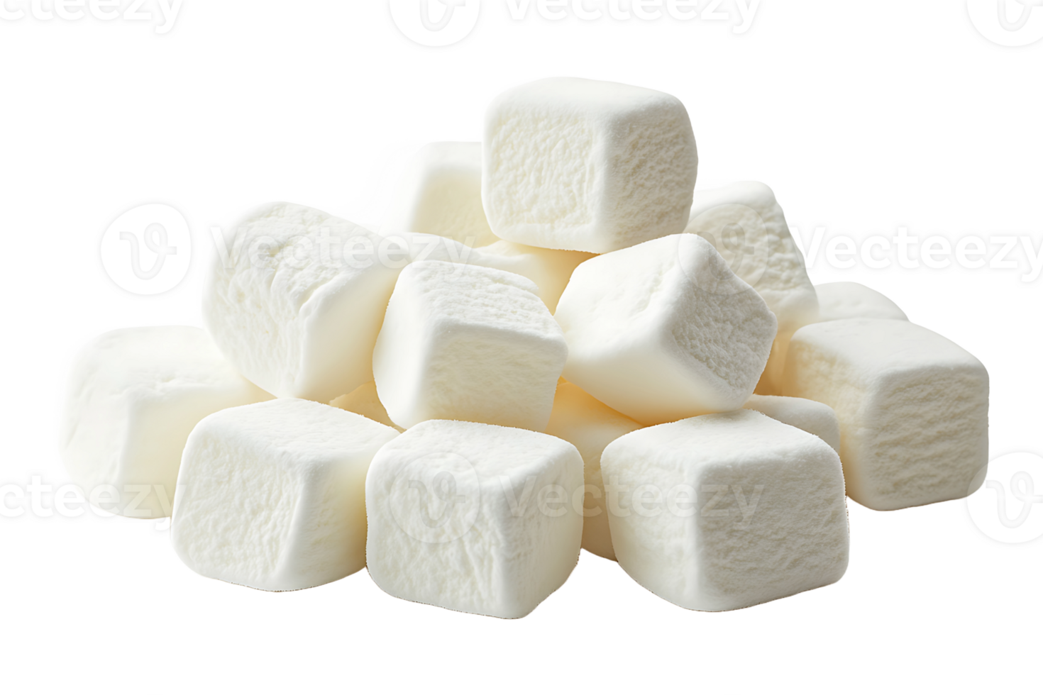 White marshmallows isolated on transparent background. png