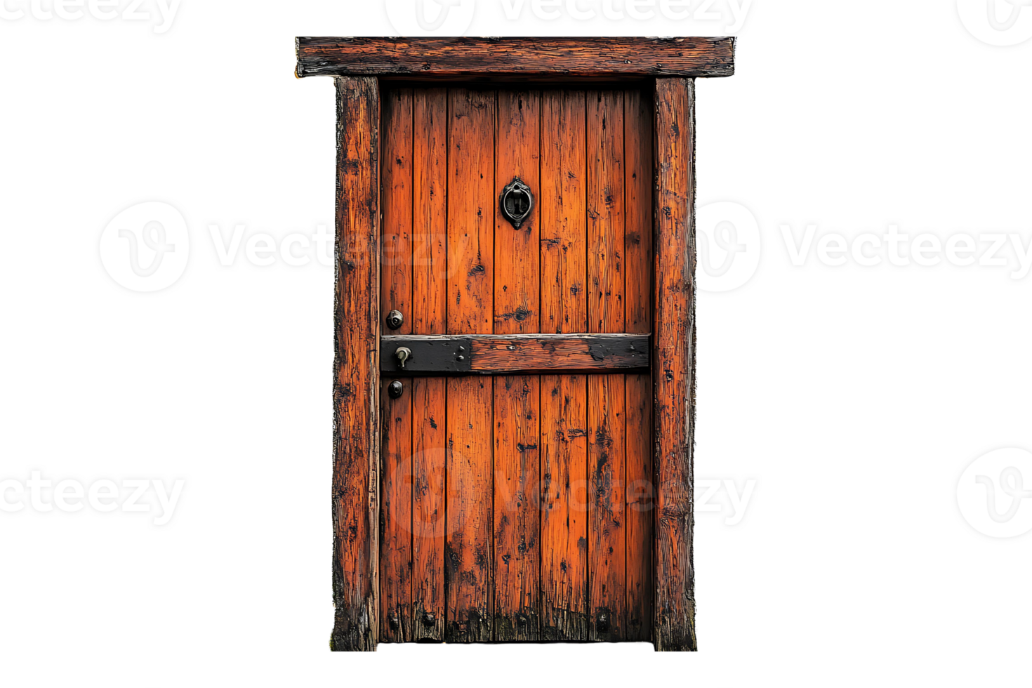 Wooden door isolated on transparent background. png