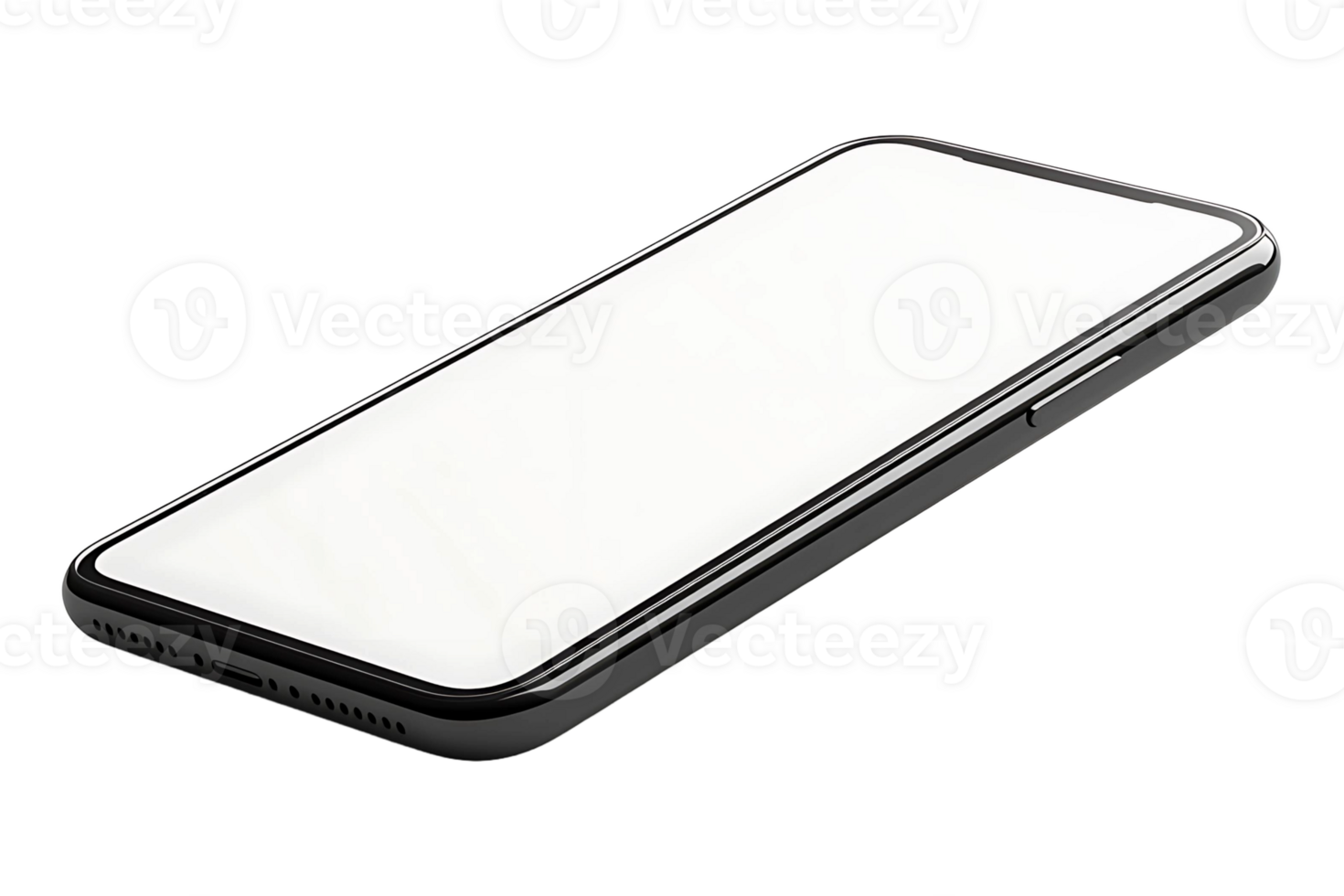 Floating modern smartphone with a blank screen isolated on transparent background. png