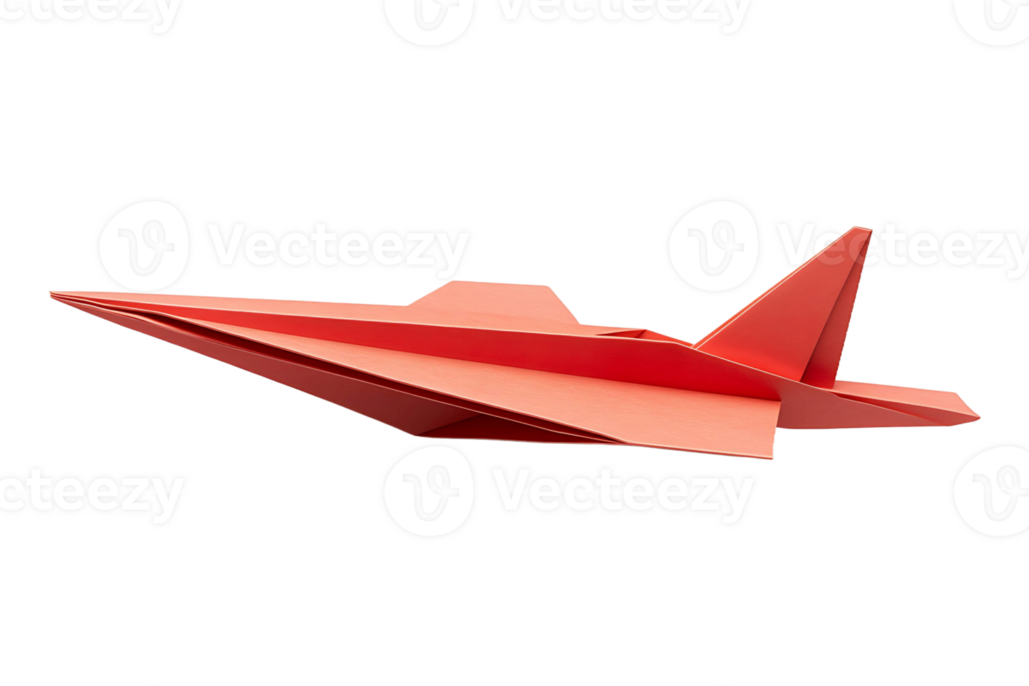 Floating red paper airplane isolated on transparent background. png