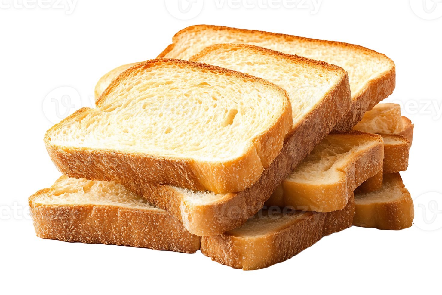 White bread toast rounds isolated on transparent background. png
