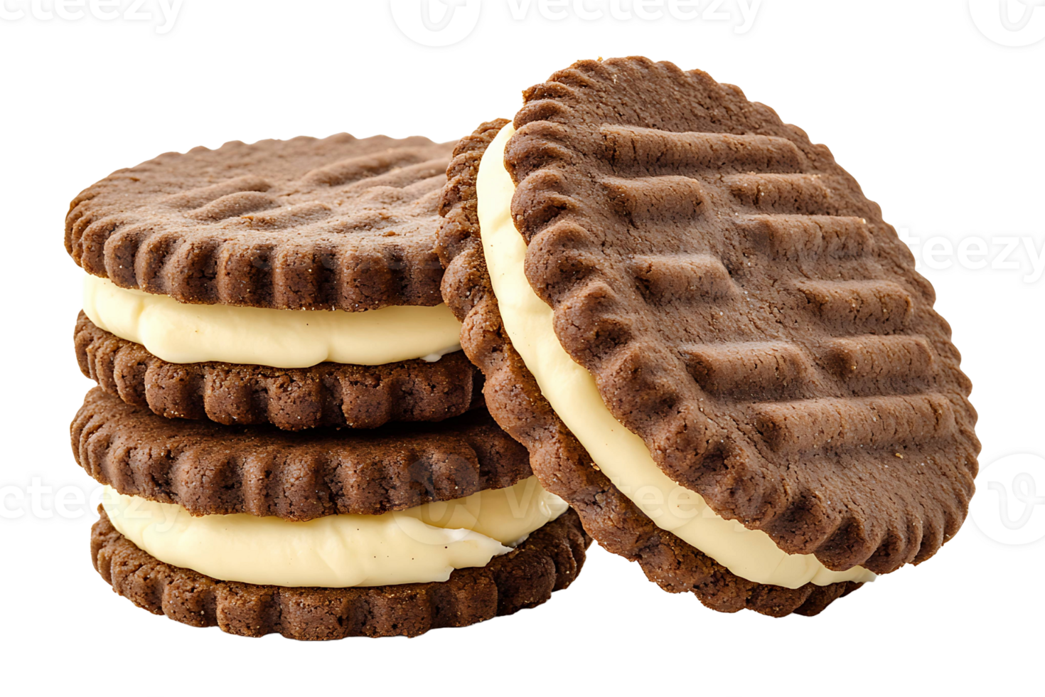 Cookies with cream filling isolated on transparent background. png