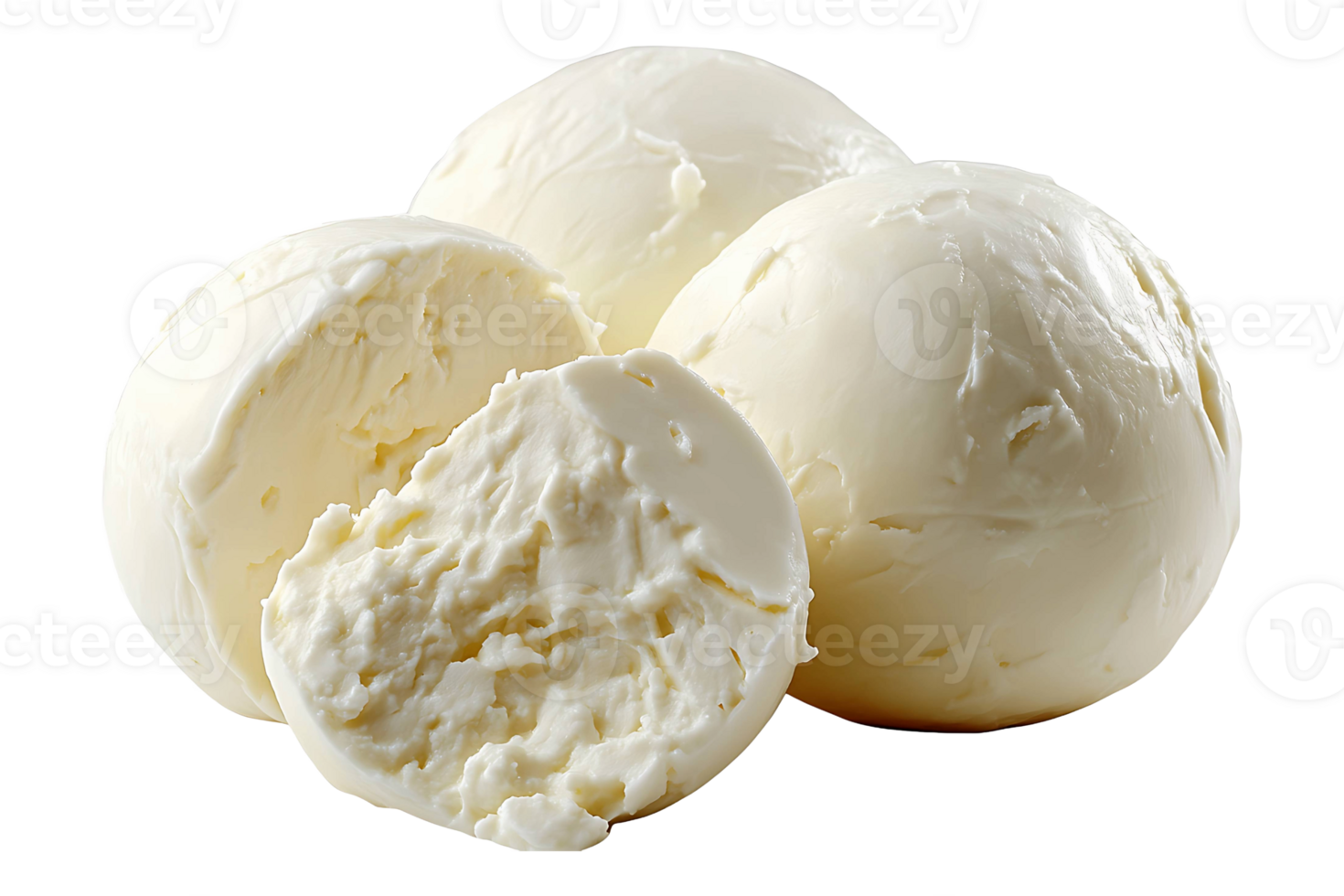 Creamy mozzarella cheese isolated on transparent background. png