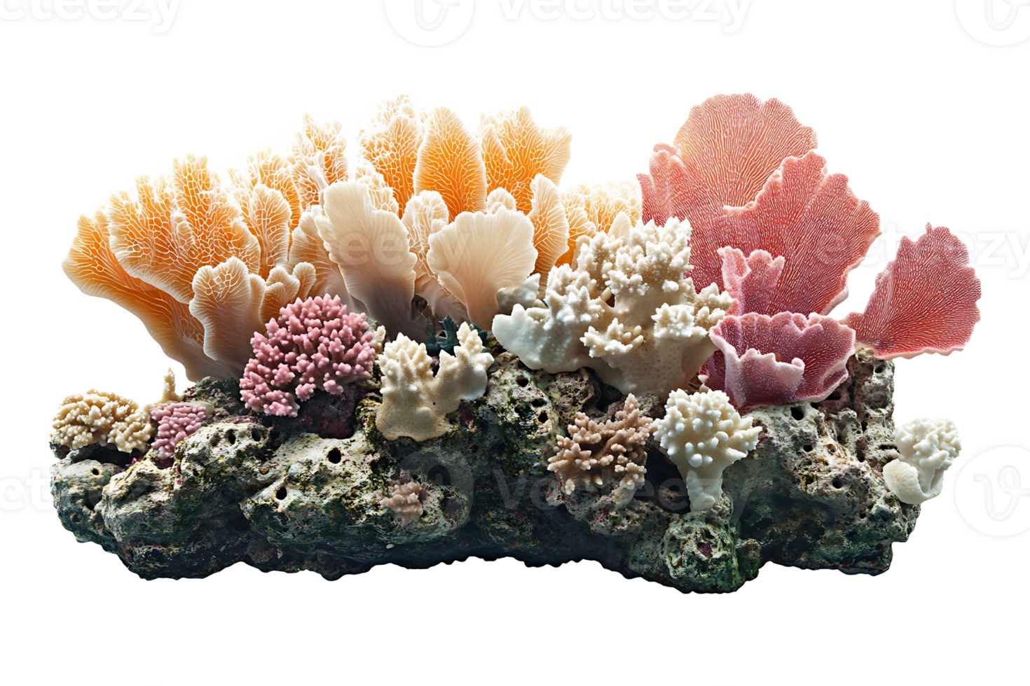 Coral reef model isolated on transparent background. png