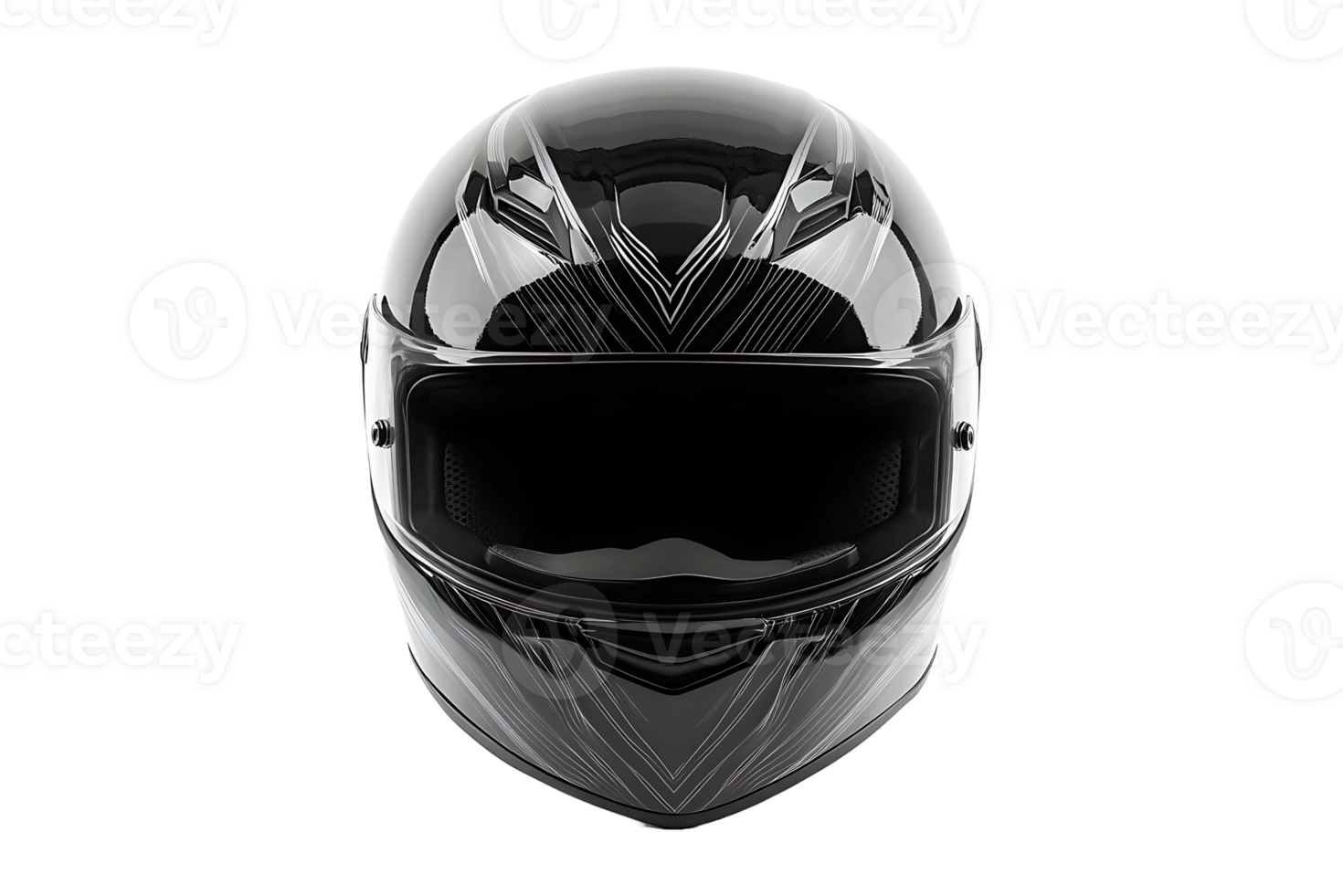 Detailed full-face motorcycle helmet isolated on transparent background. png