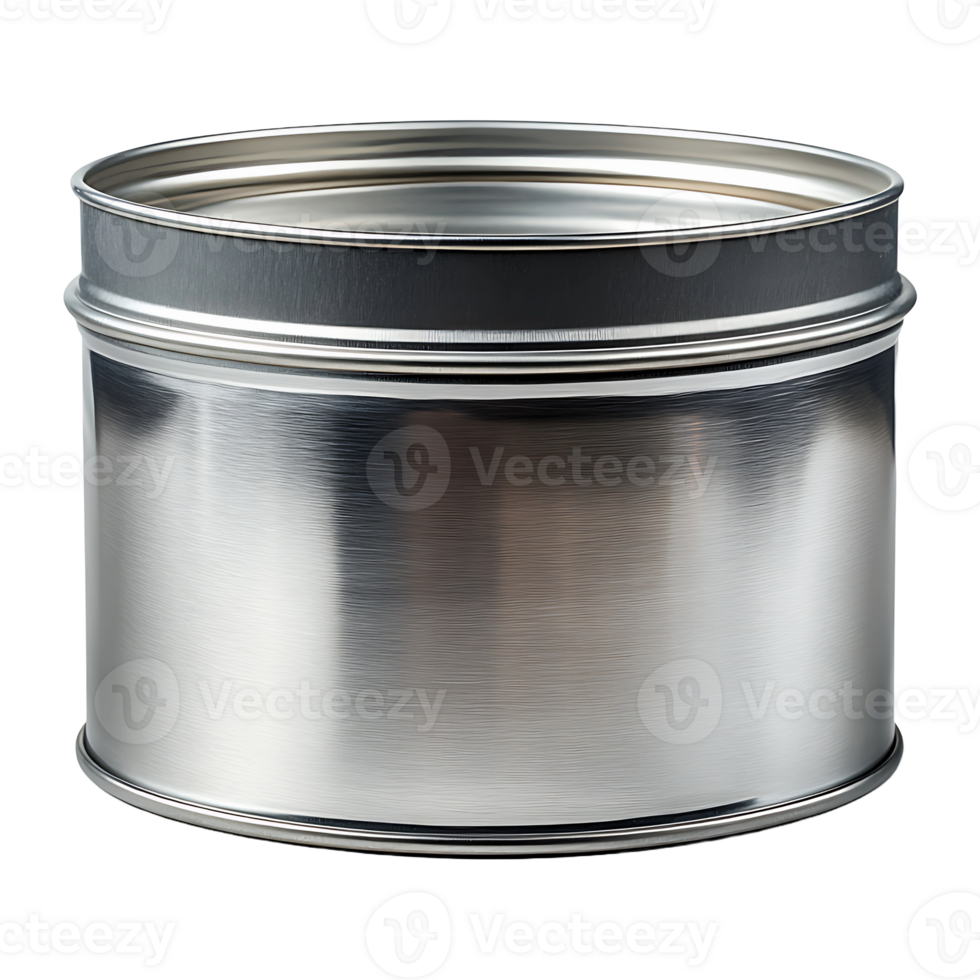 Empty tin can isolated on transparent background. png