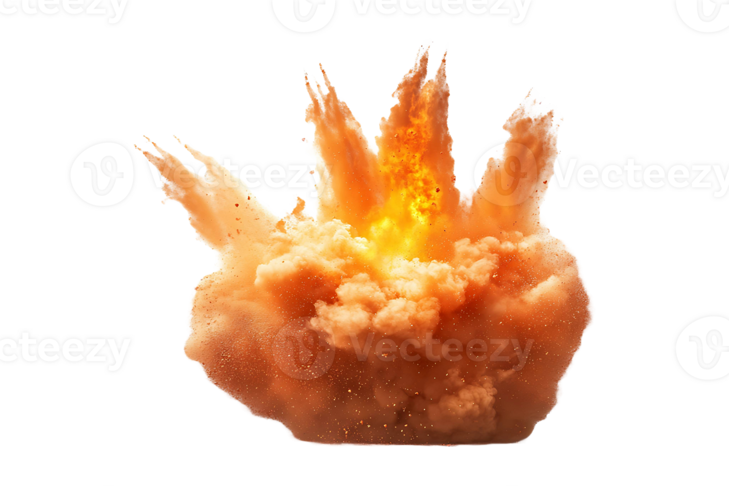 Fiery explosion isolated on transparent background. png