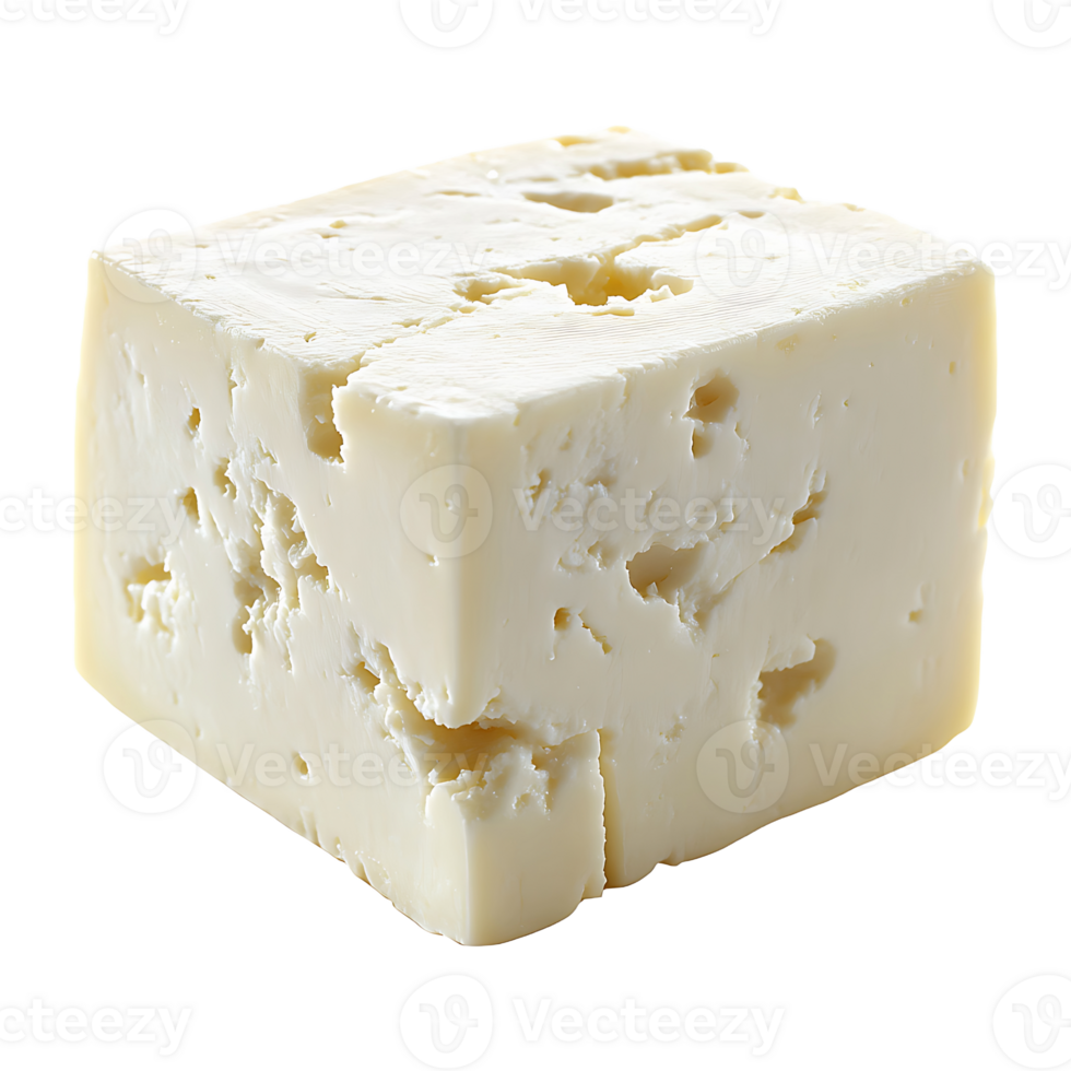 Feta cheese block isolated on transparent background. png
